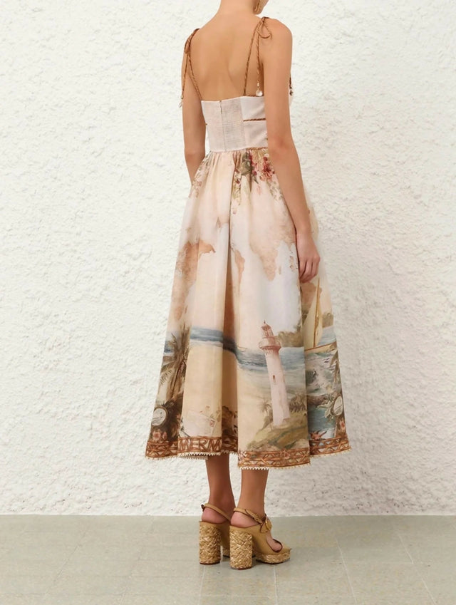 Zimmermann Mahon Picnic Dress in Island Map Blue