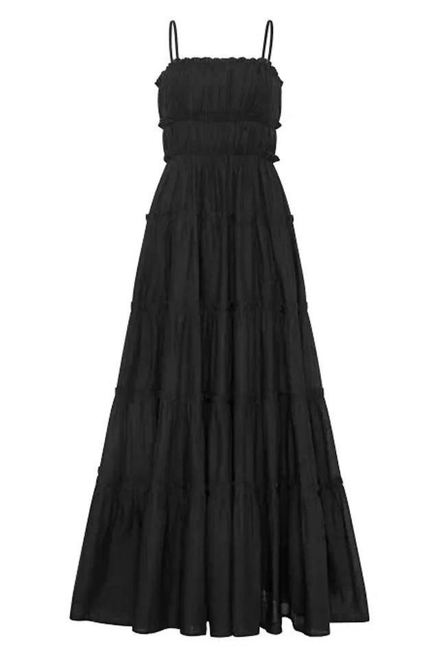 Aje Luna Tiered Maxi Dress Black