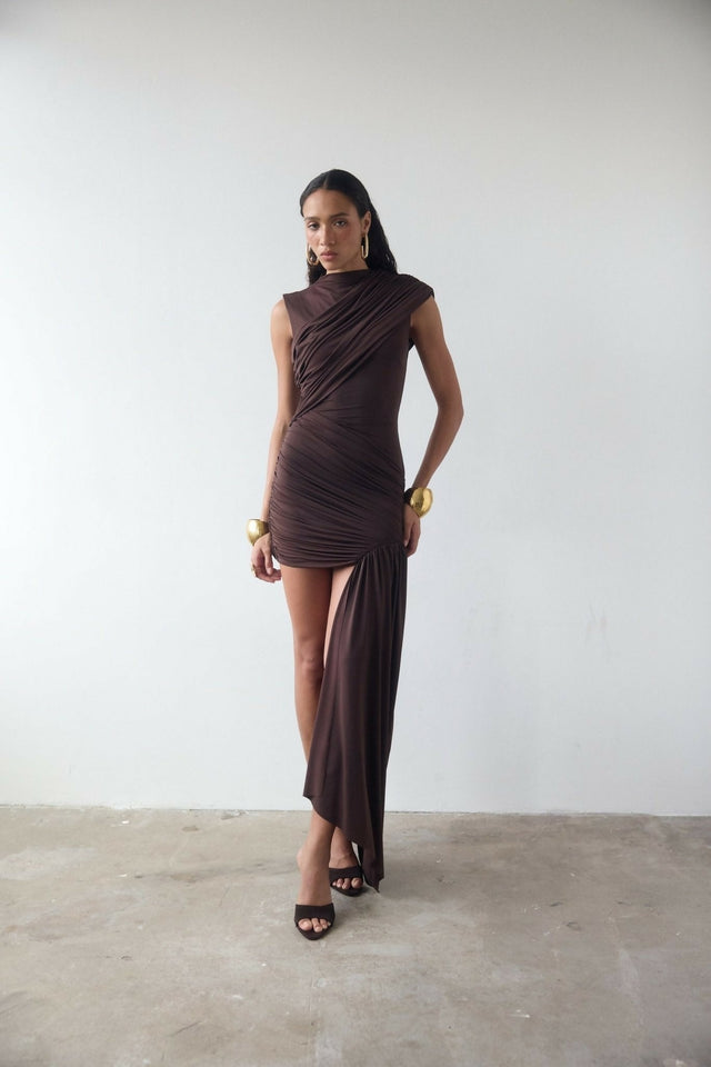 De La Vali Ravenna Mini Dress - 10 / Brown - Dresses