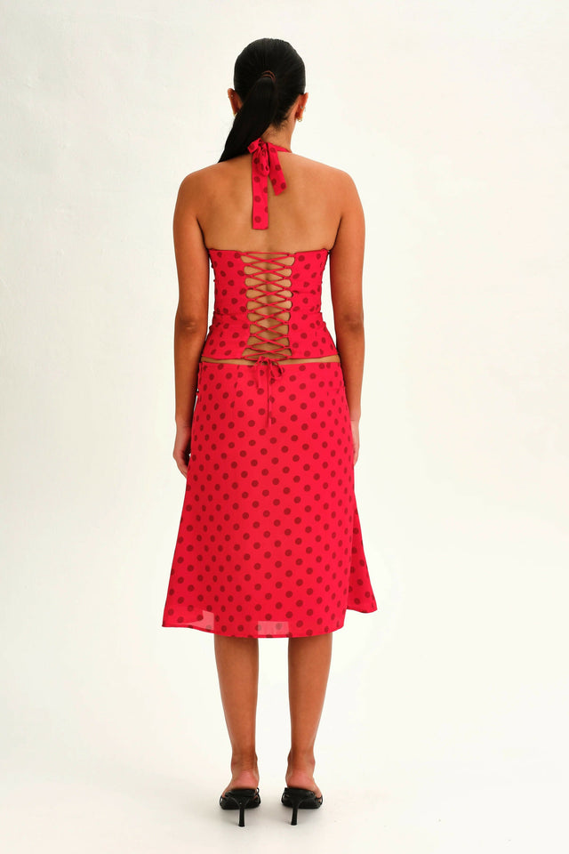 Dear Frankie Saskia Corset and Midi Skirt | Scarlet - Outfit Sets