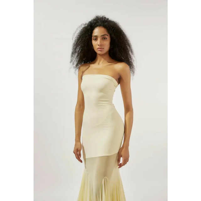 Deme by Gabriella Dahlia Strapless Butter Gown - 6 / Yellow - Dresses