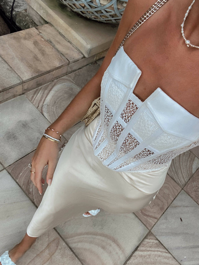Dion Lee Lace Pocket Corset in White - 8 / White - Tops