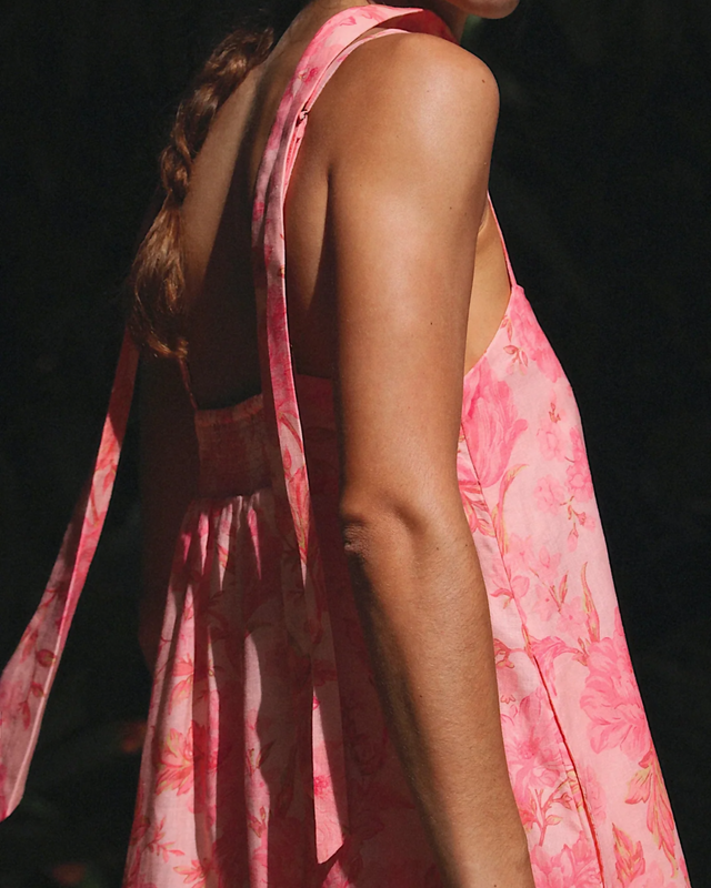 Morton Mac Camilla Dress In Blush Rose & Neck scarf