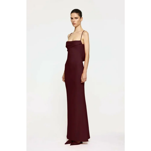Effie Kats Havilland Gown In Wine - 8 / Red - Dresses