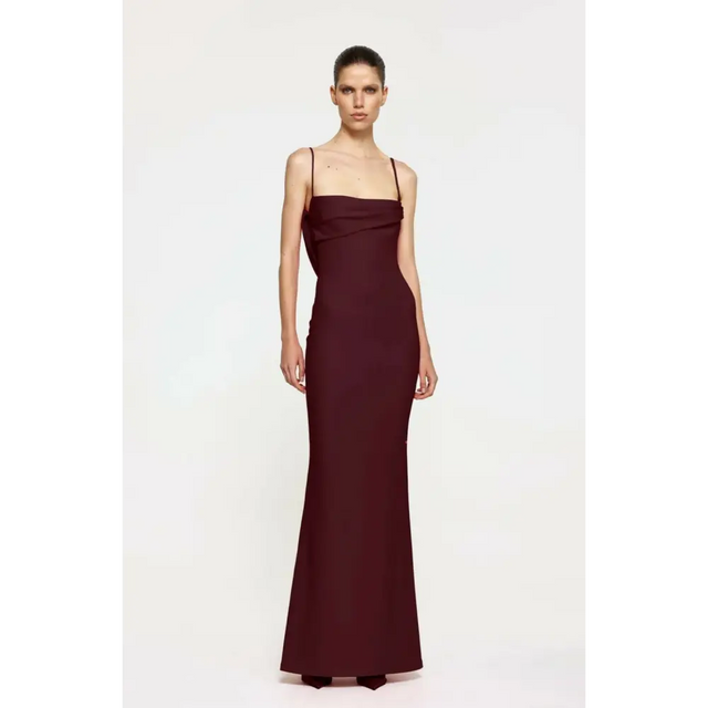 Effie Kats Havilland Gown In Wine - 8 / Red - Dresses