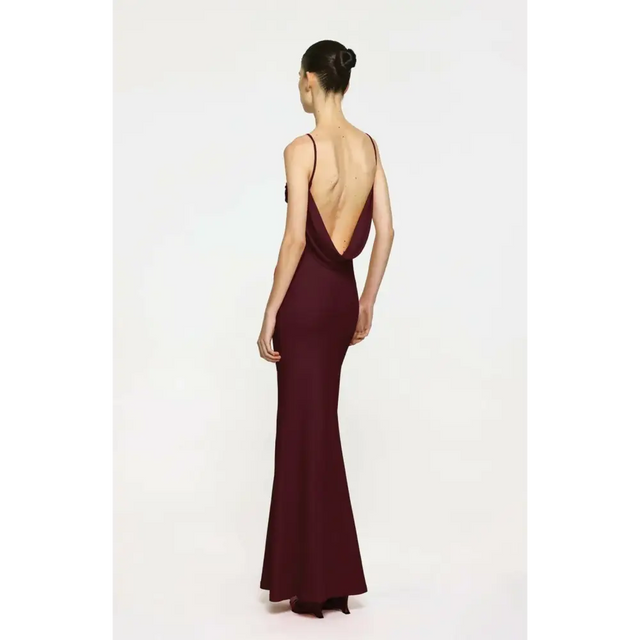 Effie Kats Havilland Gown In Wine - 8 / Red - Dresses