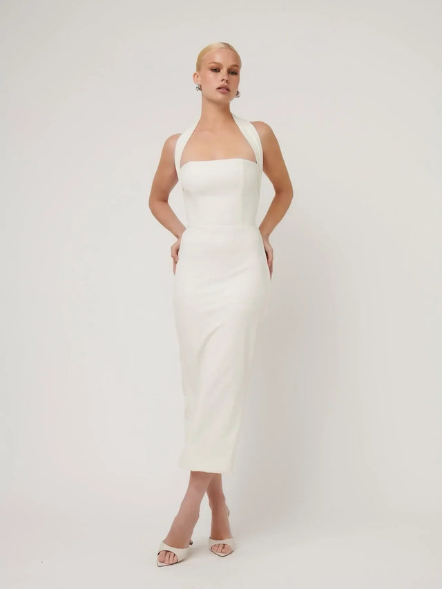 Effie Kats Meline Midi Dress White Size S/ AU 8 - 8 / White - Dresses