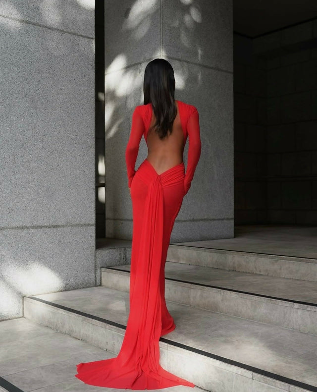 Effie Kats Monaco Gown Red - 12 / Red - Dresses