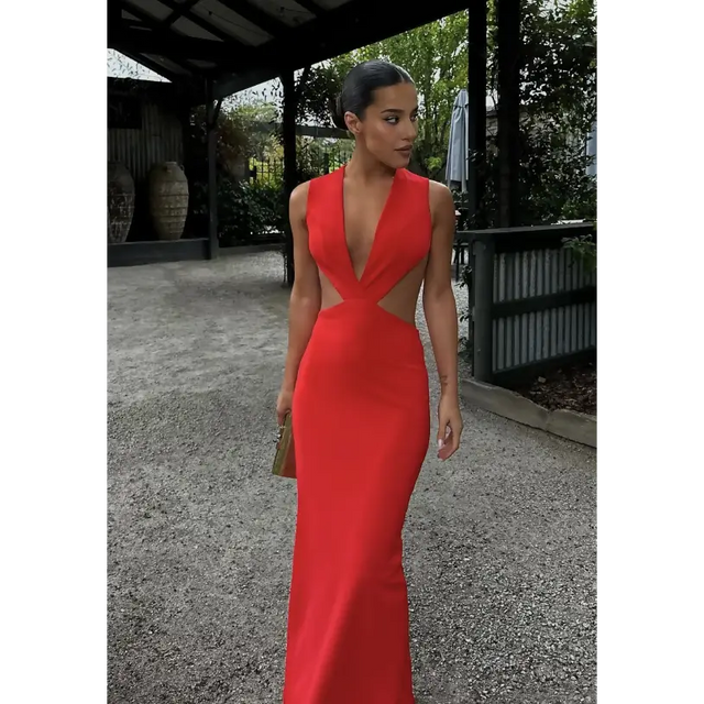 Effie Kats Valencia Gown Cherry Red1