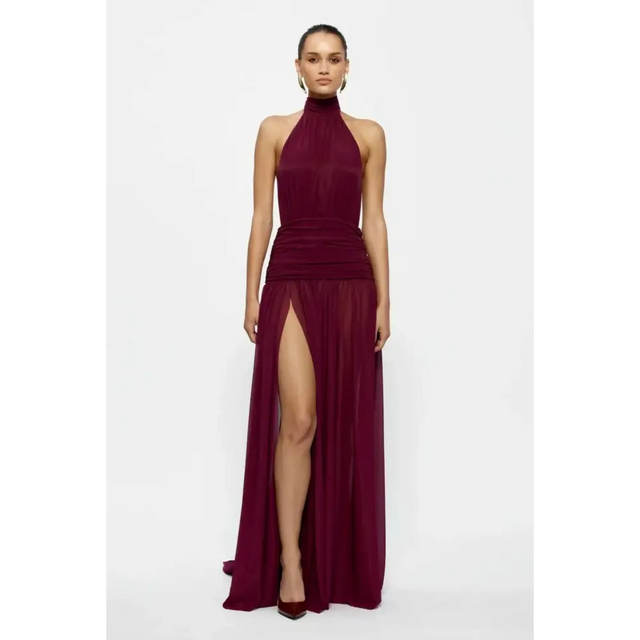 Effie Kats Verity Gown in Burgundy - 10 / Red - Dresses