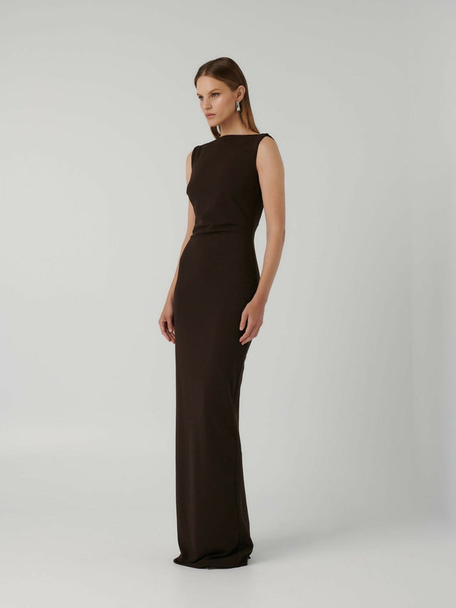 Effie Kats Verona Gown - Coffee - 12 / Black - Dresses