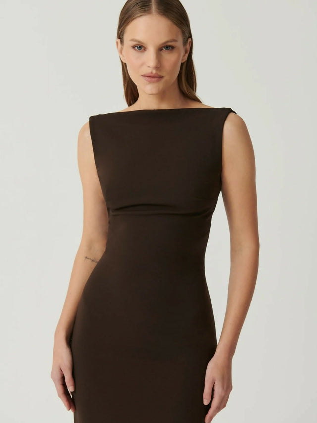 Effie Kats Verona Gown Coffee Size 8 & 10 - Dresses