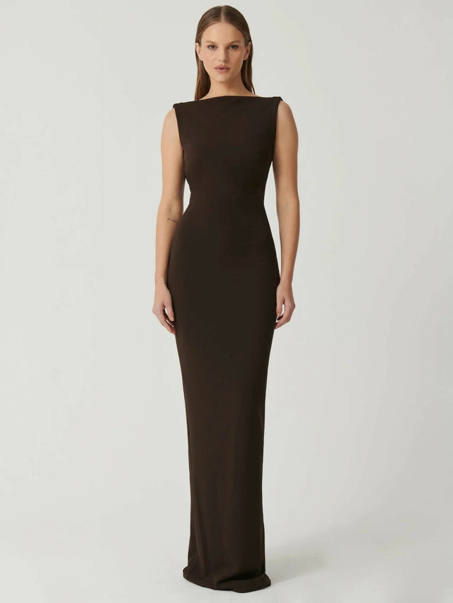 Effie Kats Verona Gown Coffee Size 8 & 10 - Dresses