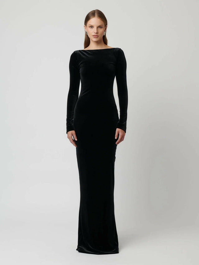 Effie Kats Yasmin Maxi Dress - Black Velvet - 6 / Black - Dresses