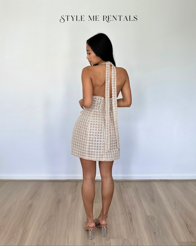 Eliya the Label Roberta Mini Dress Embellished Tan Size XS - Dresses