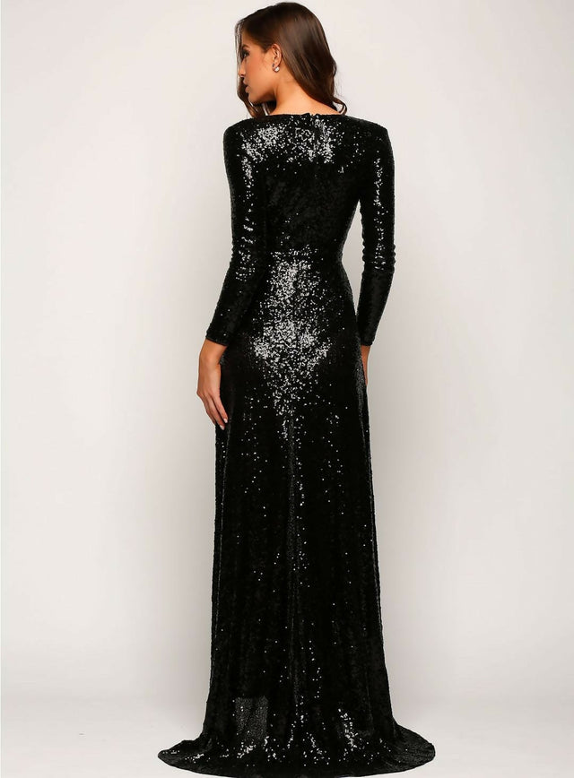 Elle Zeitoune Fountaine Black Sequins Size 8 - 8 / Black - Dresses