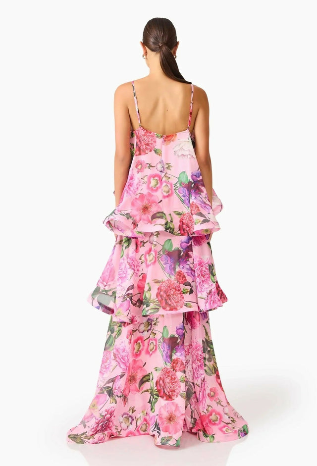 Elliatt Armani Tiered Maxi Dress in Pink Floral - Dresses