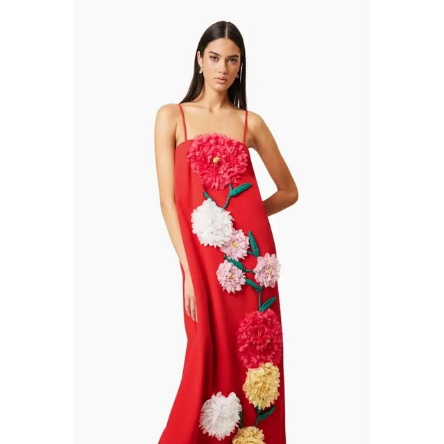 Elliatt Buttercup Embroided Dress Red Size 10 - 10 / Floral - Dresses