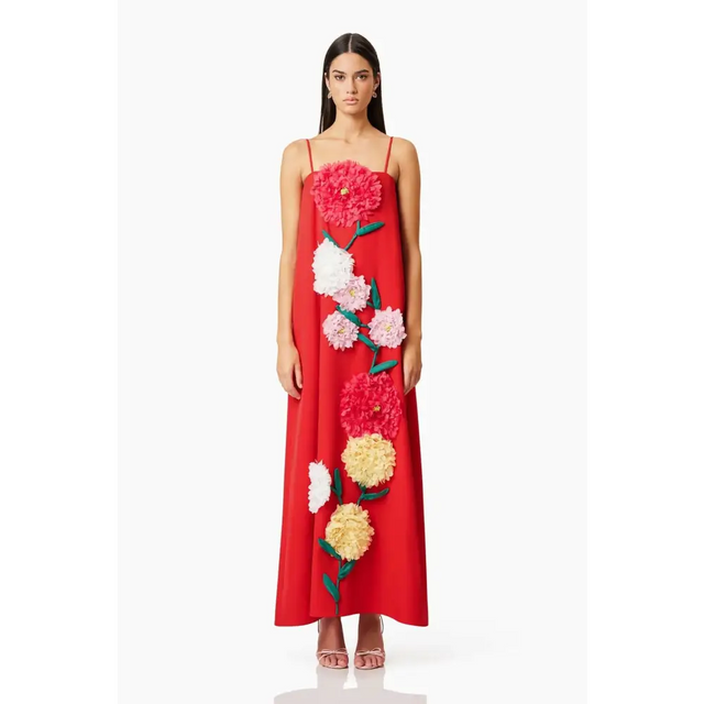 Elliatt Buttercup Embroided Dress Red Size 10 - 10 / Floral - Dresses