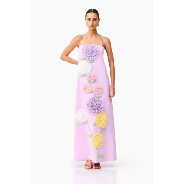 Elliatt Buttercup Embroidered Maxi Dress in Purple - 10 / Floral - Dresses