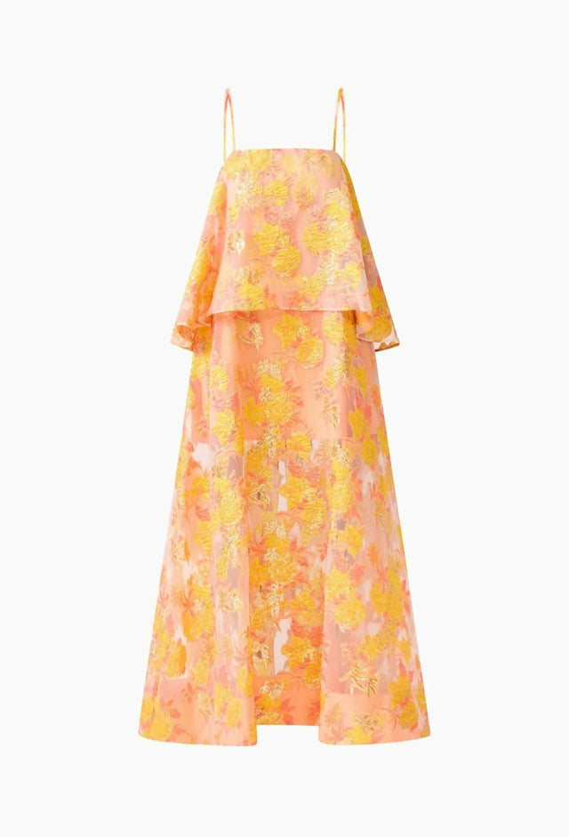 Elliatt Elysia Tiered Gown in Orange Floral - Dresses