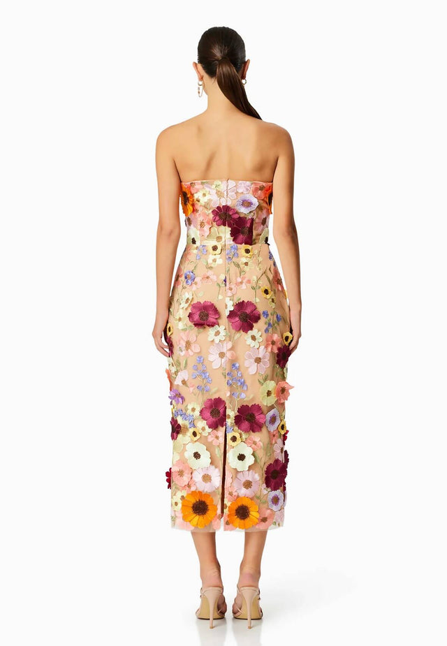 Elliatt Helena Midi Dress in Multi Colour 3D Floral Size 12 - 12 / Mutli - Dresses