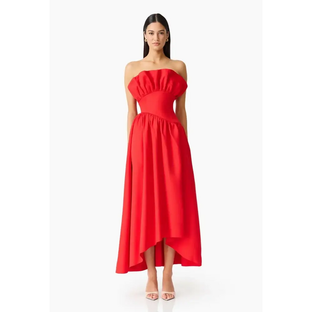 Elliatt Laurel Frill Midi Dress Red Size M / AU 10 - 10 / Red - Dresses