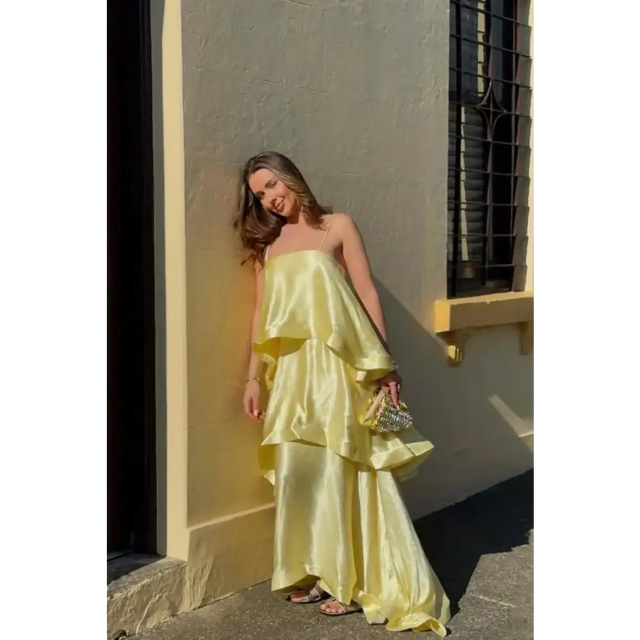 Elliatt Tilly Tiered Maxi Dress Butter Yellow Size 8 - 8 / Yellow - Dresses