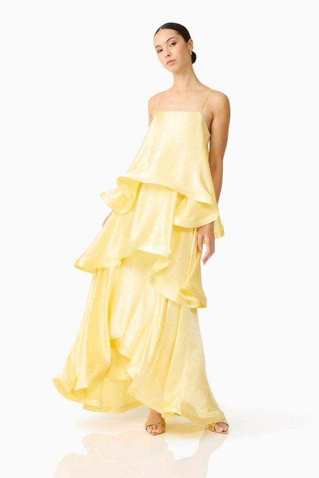 Elliatt Tilly Tiered Maxi Yellow Size 6,8,10 - Dresses