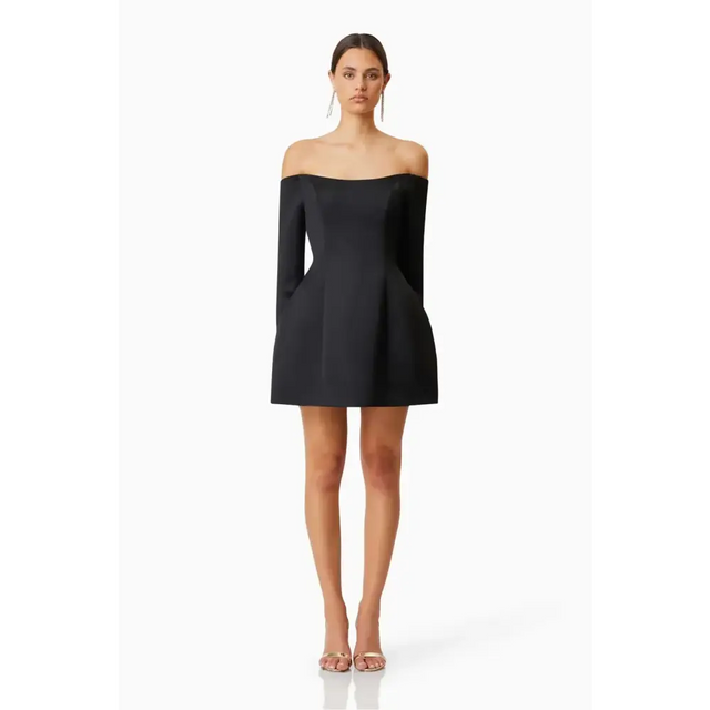 Elliatt Vida Off The Shoulder Day Mini Dress Black Size AU 10 - 10 / Black - Dresses