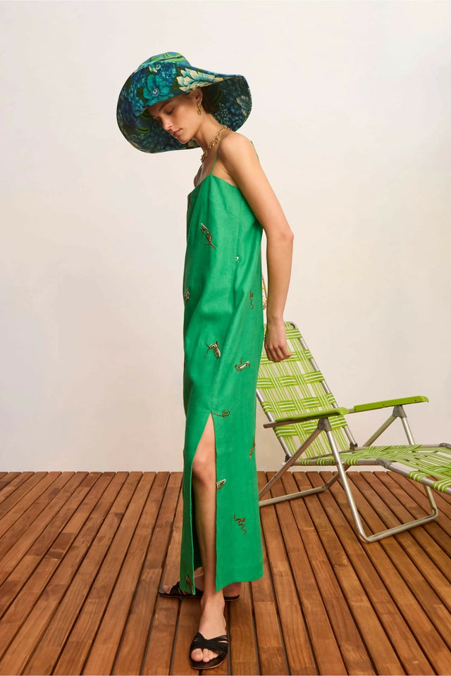 Alemais Wanda Embroided Midi Dress Green