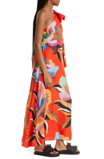 Farm Rio Red Lucy One Shoulder Maxi Dress Print Size 6 & 8 - Dresses