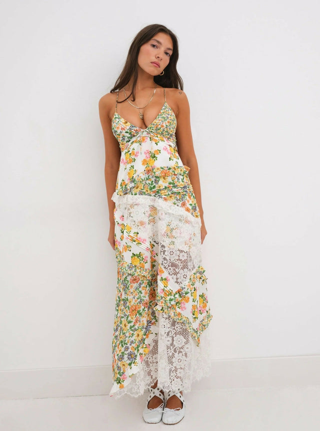 For Love and Lemons Rosalyn Midi Dress - 8 / Floral - Dresses