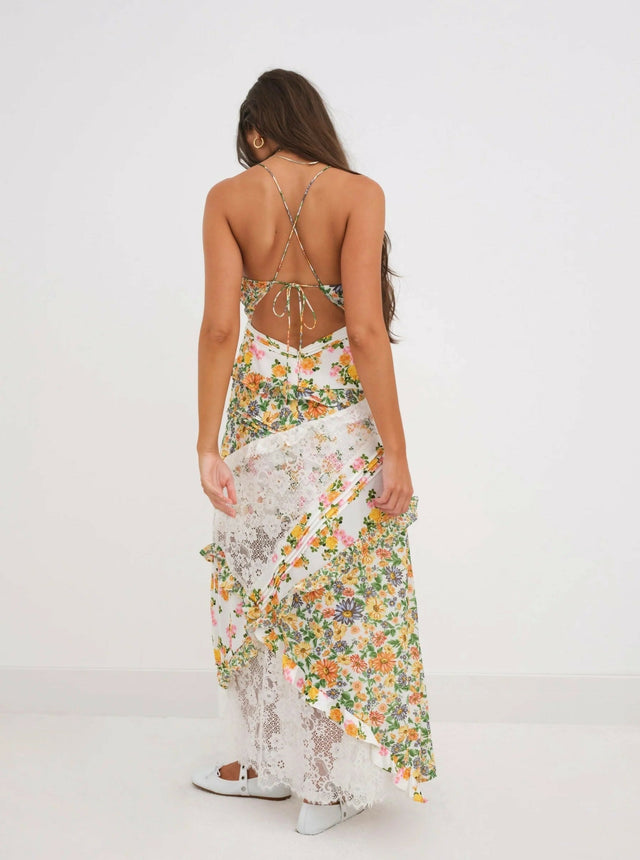 For Love and Lemons Rosalyn Midi Dress - 8 / Floral - Dresses