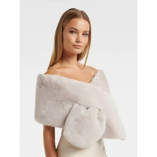 Forever New Faux Fur Wrap - Scarfs
