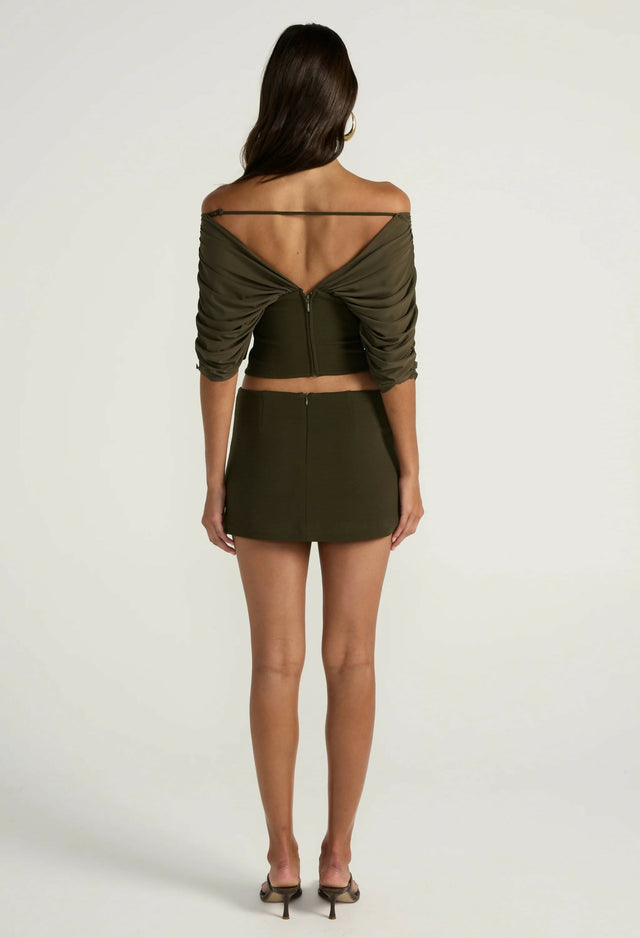 Ance Gria Neve Top & Skirt Set Olive Green Size XS / AU 6 & S / AU 8