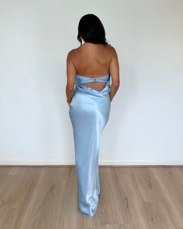 Bec and Bridge Moon Dance Strapless Maxi Dress Dusty Blue