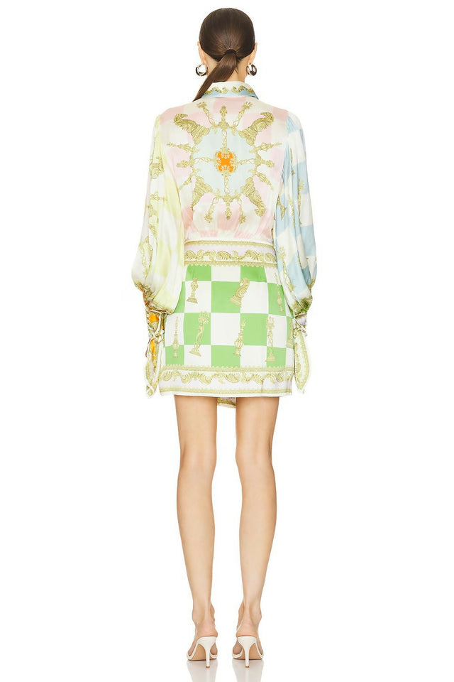 Alemais Checkmate Silk Mini Dress Multi