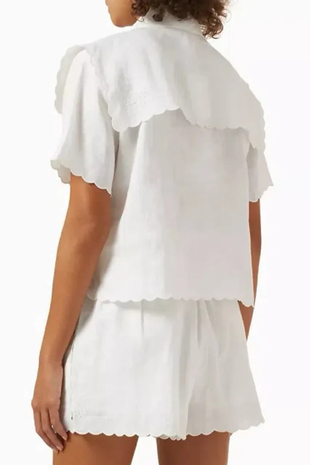 Oroton Handkerchief Shirt and Short Set White 8