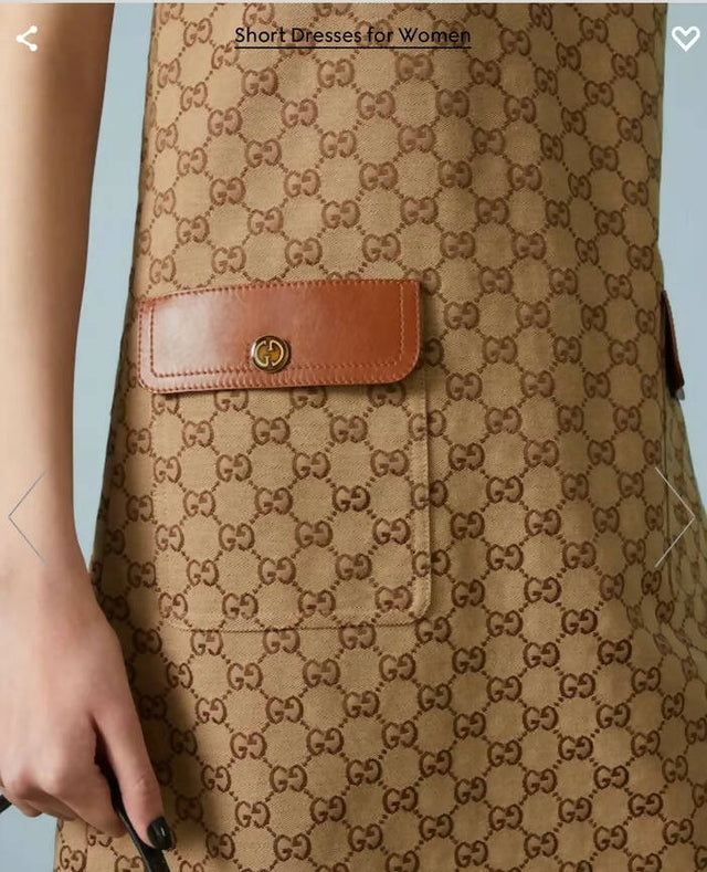 Gucci Print Canvas Leather Trimmed Mini Dress Size S - Dresses