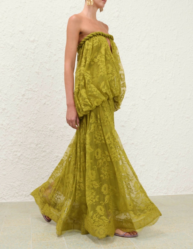 Zimmermann Luna Lace Bandeau Gown in Pistachio
