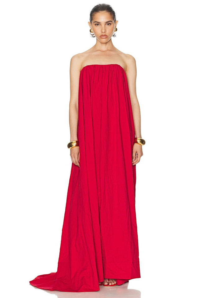 Helsa Crinkle Pleated Gown in Very Red - 8 / Red - Dresses