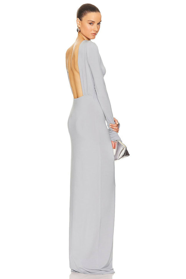 Helsa Jersey Backless Maxi Dress - 8 / Gray - Dresses