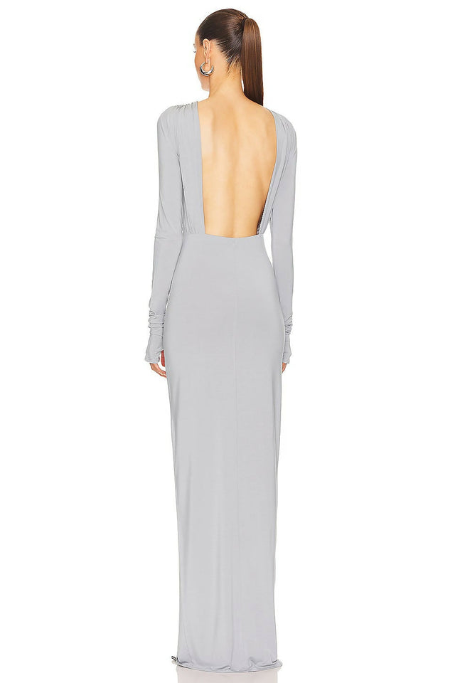 Helsa Jersey Backless Maxi Dress - 8 / Gray - Dresses
