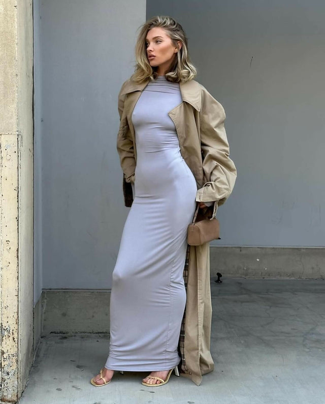 Helsa Jersey Backless Maxi Dress - 8 / Gray - Dresses