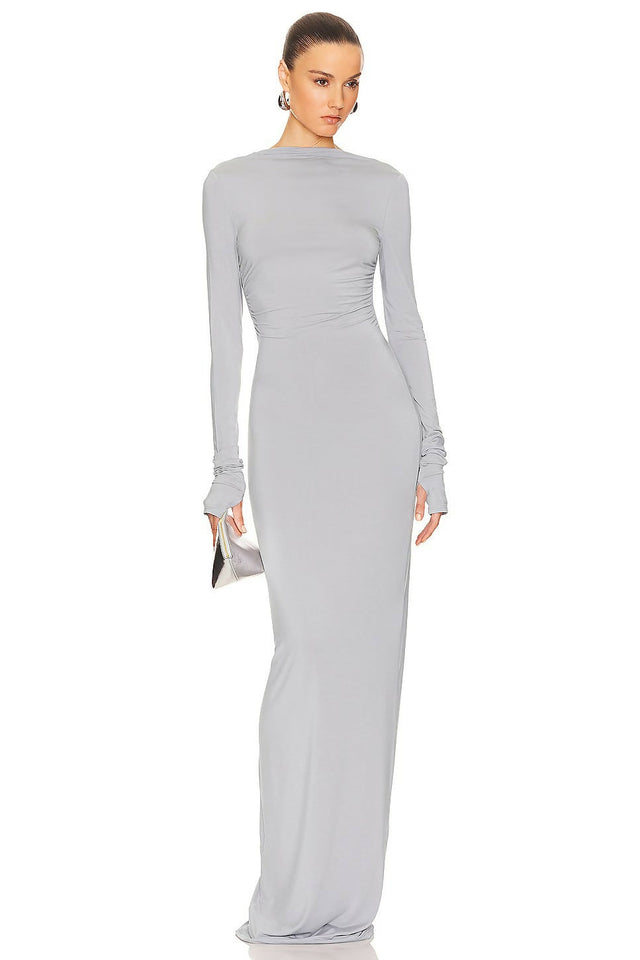 Helsa Jersey Backless Maxi Dress - 8 / Gray - Dresses