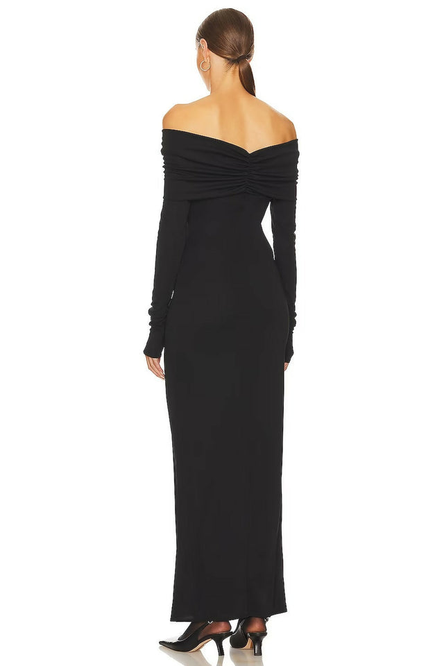 Helsa Matte Jersey Off Shoulder Maxi Dress - 6 / Black - Dresses