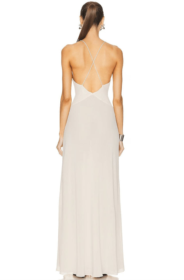 Helsa sheer deep V long slip dress - Passion For Fashion
