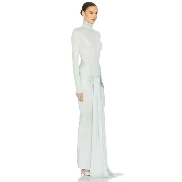 Helsa Slinky Jersey Sarong Maxi Dress Mint Green Size XS & M - Dresses