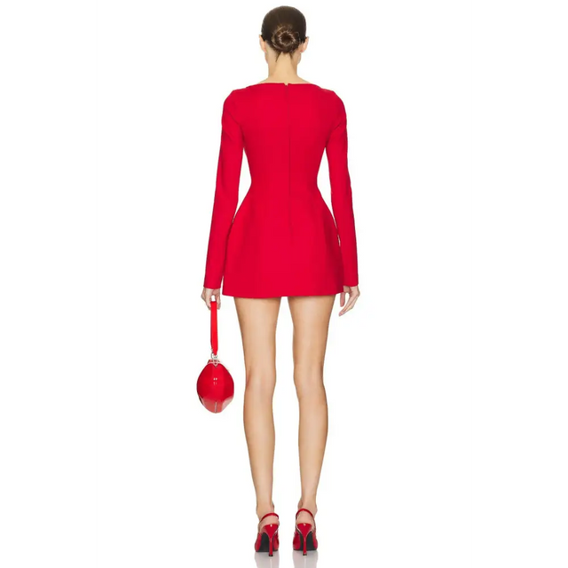 Helsa The Parasol Mini Dress Lipstick Red Size XXS & XS - Dresses